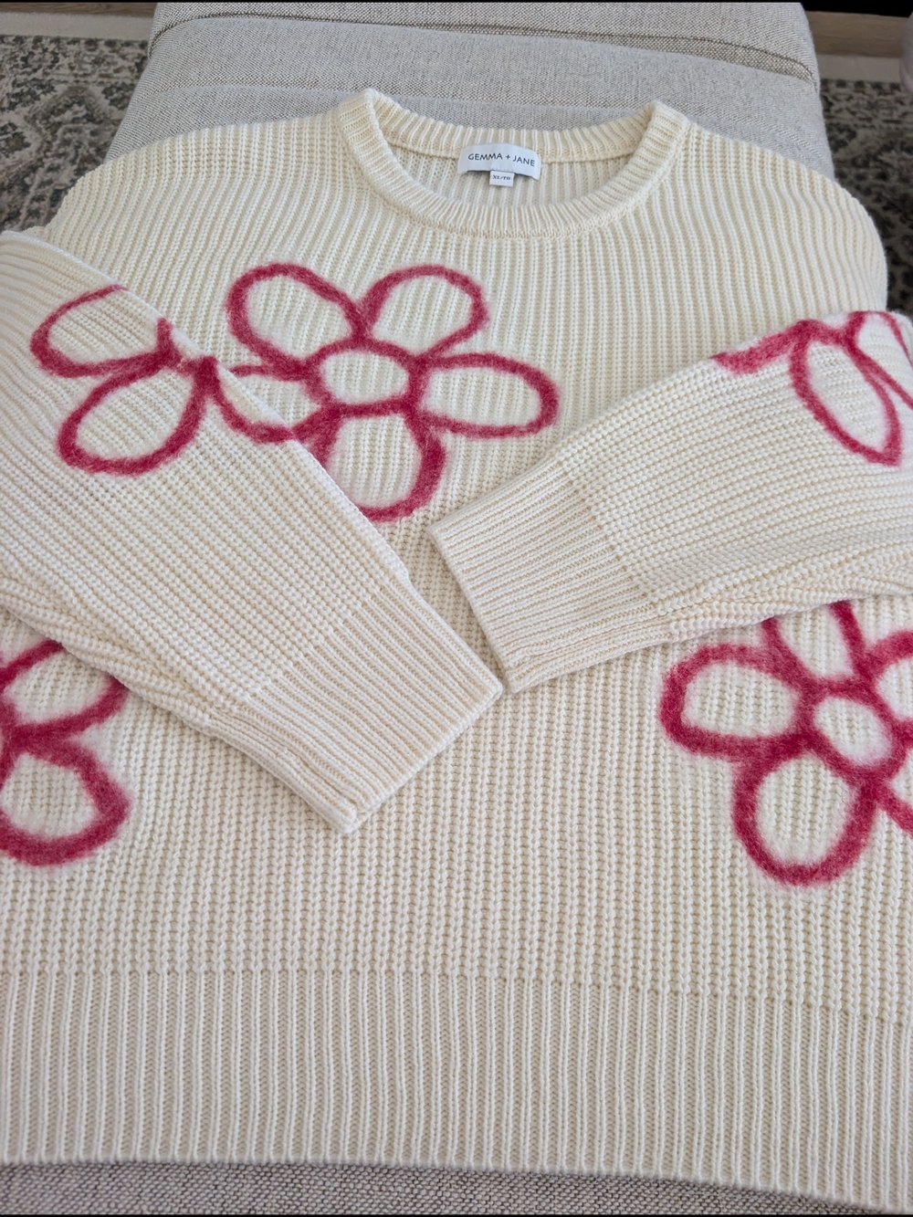 GEMMA + JANE Flower Embroidered Sweater | Size XL - Picture 8 of 11